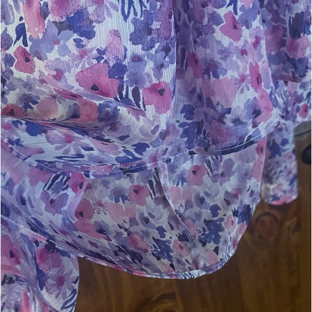 DKNY | XL | Pink, Purple & White Faux Wrap Dress - Picture 7 of 11